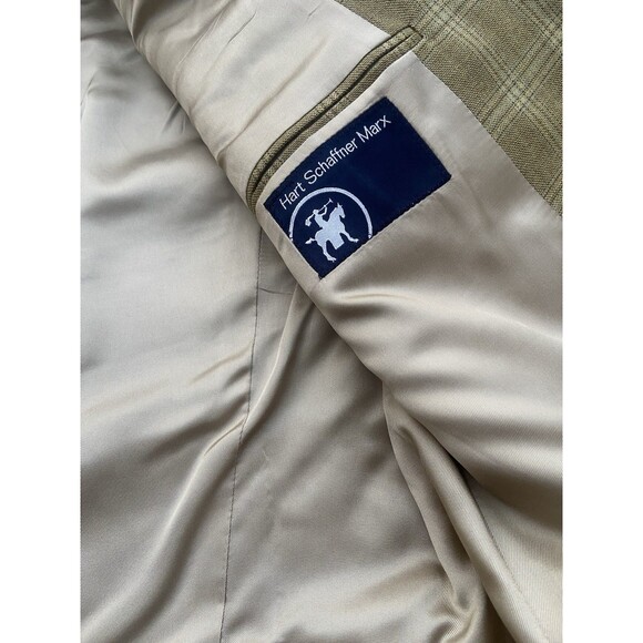 Hart Schaffner Marx Blazer Mens 42R Tan Plaid Wool Sport Coat Jacket Lord & Tay - Picture 5 of 12